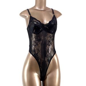 BLACK LACE TEDDY | BODYSUIT | High Cut Thong